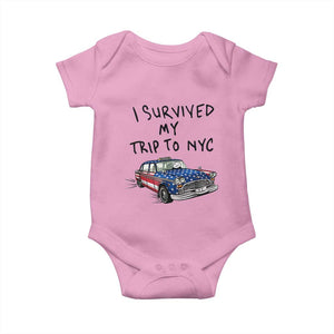 I Survived My Trip to NYC Baby Onesie Funny New York City USA Flag Taxi Meme Gift