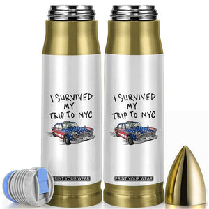 I Survived My Trip to NYC Bullet Tumbler Funny New York City USA Flag Taxi Meme Gift