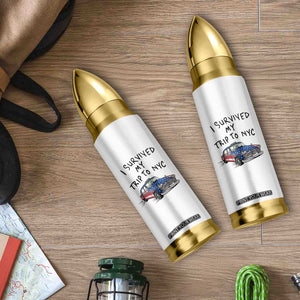 I Survived My Trip to NYC Bullet Tumbler Funny New York City USA Flag Taxi Meme Gift