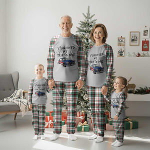 I Survived My Trip to NYC Plaid Pajama Set Funny New York City USA Flag Taxi Meme Gift