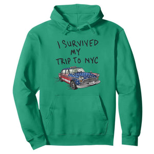 I Survived My Trip to NYC Hoodie Funny New York City USA Flag Taxi Meme Gift