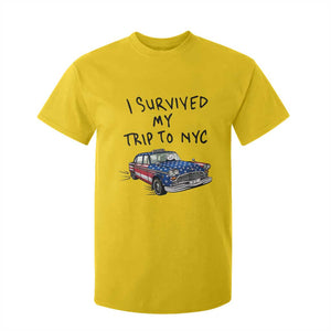 I Survived My Trip to NYC T Shirt For Kid Funny New York City USA Flag Taxi Meme Gift