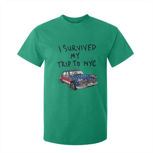 I Survived My Trip to NYC T Shirt For Kid Funny New York City USA Flag Taxi Meme Gift