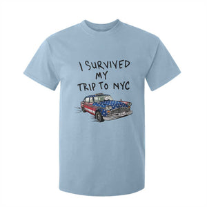 I Survived My Trip to NYC T Shirt For Kid Funny New York City USA Flag Taxi Meme Gift