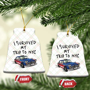 I Survived My Trip to NYC Ceramic Ornament Funny New York City USA Flag Taxi Meme Gift