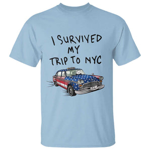 I Survived My Trip to NYC T Shirt Funny New York City USA Flag Taxi Meme Gift