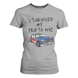 I Survived My Trip to NYC T Shirt For Women Funny New York City USA Flag Taxi Meme Gift