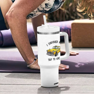I Survived My Trip to NYC Tumbler With Handle Funny New York City Yellow Taxi Meme Gift