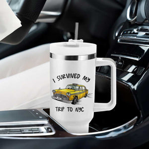 I Survived My Trip to NYC Tumbler With Handle Funny New York City Yellow Taxi Meme Gift