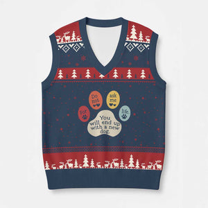 Do Not Ask Me For Life Advice V-Neck Knit Sweater Vest Funny Sarcastic Dog Lover Gift