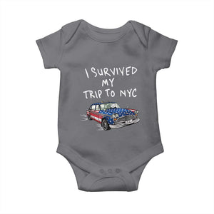 I Survived My Trip to NYC Baby Onesie Funny New York City USA Flag Taxi Meme