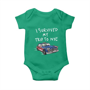 I Survived My Trip to NYC Baby Onesie Funny New York City USA Flag Taxi Meme