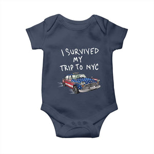 I Survived My Trip to NYC Baby Onesie Funny New York City USA Flag Taxi Meme