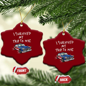 I Survived My Trip to NYC Ceramic Ornament Funny New York City USA Flag Taxi Meme