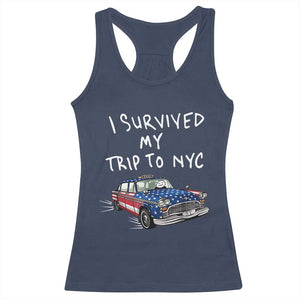 I Survived My Trip to NYC Racerback Tank Top Funny New York City USA Flag Taxi Meme