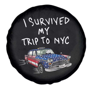 I Survived My Trip to NYC Spare Tire Cover Funny New York City USA Flag Taxi Meme