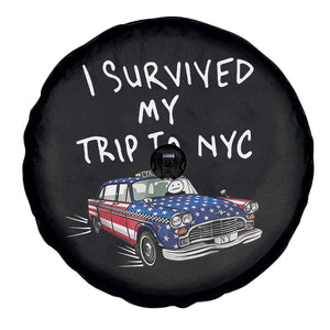 I Survived My Trip to NYC Spare Tire Cover Funny New York City USA Flag Taxi Meme