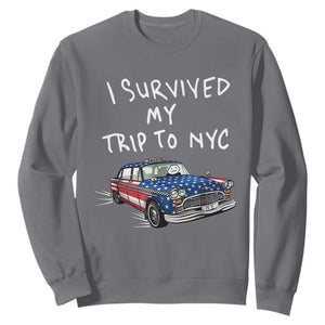 I Survived My Trip to NYC Sweatshirt Funny New York City USA Flag Taxi Meme