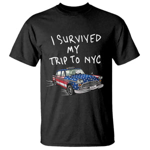 I Survived My Trip to NYC T Shirt Funny New York City USA Flag Taxi Meme