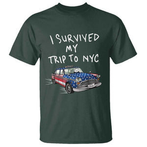 I Survived My Trip to NYC T Shirt Funny New York City USA Flag Taxi Meme