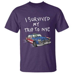 I Survived My Trip to NYC T Shirt Funny New York City USA Flag Taxi Meme