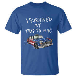I Survived My Trip to NYC T Shirt Funny New York City USA Flag Taxi Meme
