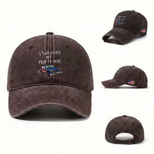 I Survived My Trip to NYC Washed Cotton Baseball Cap Funny New York City USA Flag Taxi Meme