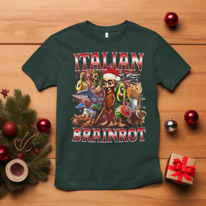 Italian Brainrot Christmas Meme T Shirt Funny Brain Rot Gen Z Meme TS14 Dark Forest Green Print Your Wear