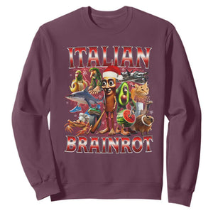 Italian Brainrot Christmas Meme Sweatshirt Funny Brain Rot Gen Z Meme TS14 Maroon Print Your Wear