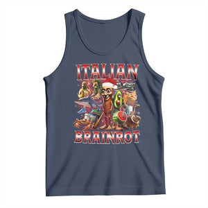 Italian Brainrot Christmas Meme Tank Top Funny Brain Rot Gen Z Meme TS14 Navy Print Your Wear