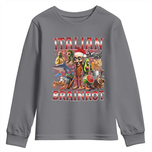 Italian Brainrot Christmas Meme Youth Sweatshirt Funny Brain Rot Gen Z Meme TS14 Charcoal Print Your Wear