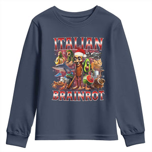 Italian Brainrot Christmas Meme Youth Sweatshirt Funny Brain Rot Gen Z Meme TS14 Navy Print Your Wear