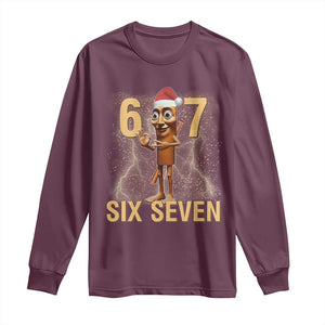 67 Six Seven Italian Brainrot Meme Long Sleeve Shirt Funny Tung Tung Tung Sahur Christmas TS14 Maroon Print Your Wear