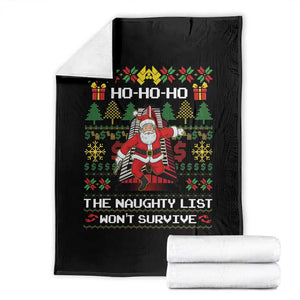 Nakatomi Plaza Christmas Throw Blanket Funny Santa Gun Cosplay Xmas TS14 Black Print Your Wear