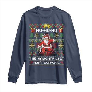 Nakatomi Plaza Christmas Long Sleeve Shirt Funny Santa Gun Cosplay Xmas TS14 Navy Print Your Wear