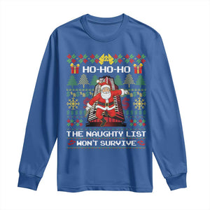 Nakatomi Plaza Christmas Long Sleeve Shirt Funny Santa Gun Cosplay Xmas TS14 Royal Blue Print Your Wear