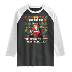 Nakatomi Plaza Christmas Raglan Shirt Funny Santa Gun Cosplay Xmas TS14 Black White Print Your Wear