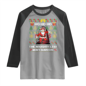Nakatomi Plaza Christmas Raglan Shirt Funny Santa Gun Cosplay Xmas TS14 Sport Gray Black Print Your Wear