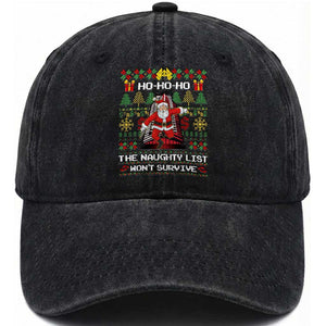 Nakatomi Plaza Christmas Washed Cotton Baseball Cap Funny Santa Gun Cosplay Xmas TS14 Washed Cap Universal Fit Black Print Your Wear