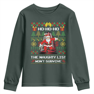 Nakatomi Plaza Christmas Youth Sweatshirt Funny Santa Gun Cosplay Xmas TS14 Dark Forest Green Print Your Wear