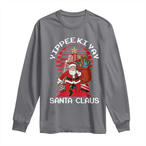 Nakatomi Plaza Christmas Long Sleeve Shirt Yippee Ki Yay Santa Claus TS14 Charcoal Print Your Wear