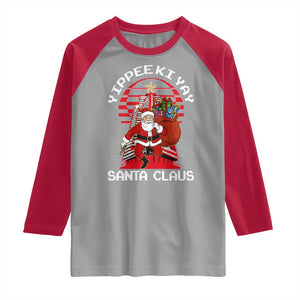 Nakatomi Plaza Christmas Raglan Shirt Yippee Ki Yay Santa Claus TS14 Sport Gray Red Print Your Wear