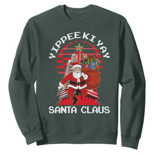 Nakatomi Plaza Christmas Sweatshirt Yippee Ki Yay Santa Claus TS14 Dark Forest Green Print Your Wear