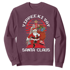 Nakatomi Plaza Christmas Sweatshirt Yippee Ki Yay Santa Claus TS14 Maroon Print Your Wear