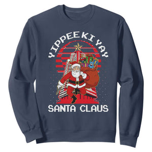 Nakatomi Plaza Christmas Sweatshirt Yippee Ki Yay Santa Claus TS14 Navy Print Your Wear