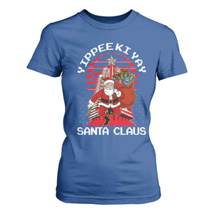 Nakatomi Plaza Christmas T Shirt For Women Yippee Ki Yay Santa Claus TS14 Royal Blue Print Your Wear