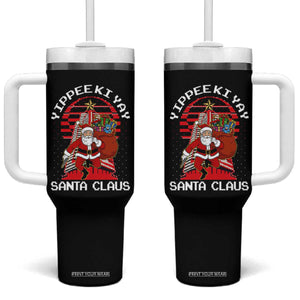 Nakatomi Plaza Christmas Tumbler With Handle Yippee Ki Yay Santa Claus TS14 One Size: 40 oz Black Print Your Wear