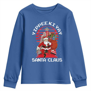 Nakatomi Plaza Christmas Youth Sweatshirt Yippee Ki Yay Santa Claus TS14 Royal Blue Print Your Wear