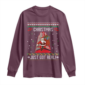 Nakatomi Plaza Christmas Long Sleeve Shirt Just Got Real TS14 Maroon Print Your Wear