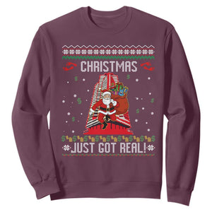 Nakatomi Plaza Christmas Sweatshirt Just Got Real TS14 Maroon Print Your Wear